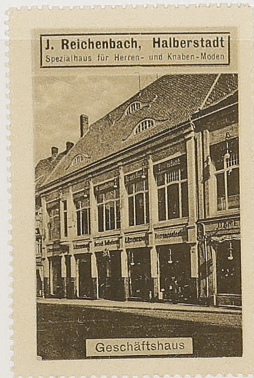Original institutional scan crop of the J. Reichenbach advertising stamp captioned Geschäftshaus — second view