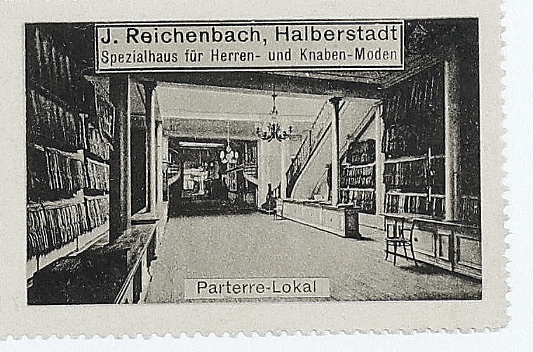 Conventionally adjusted viewing copy of the J. Reichenbach advertising stamp captioned Parterre-Lokal — second view