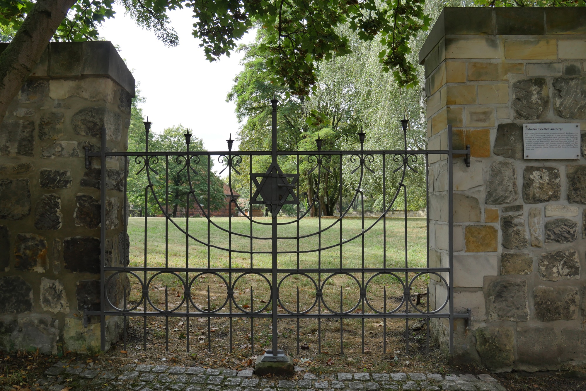 Brick gate with Hebrew inscription leading into Halberstadt’s old Jewish cemetery at Westendorf