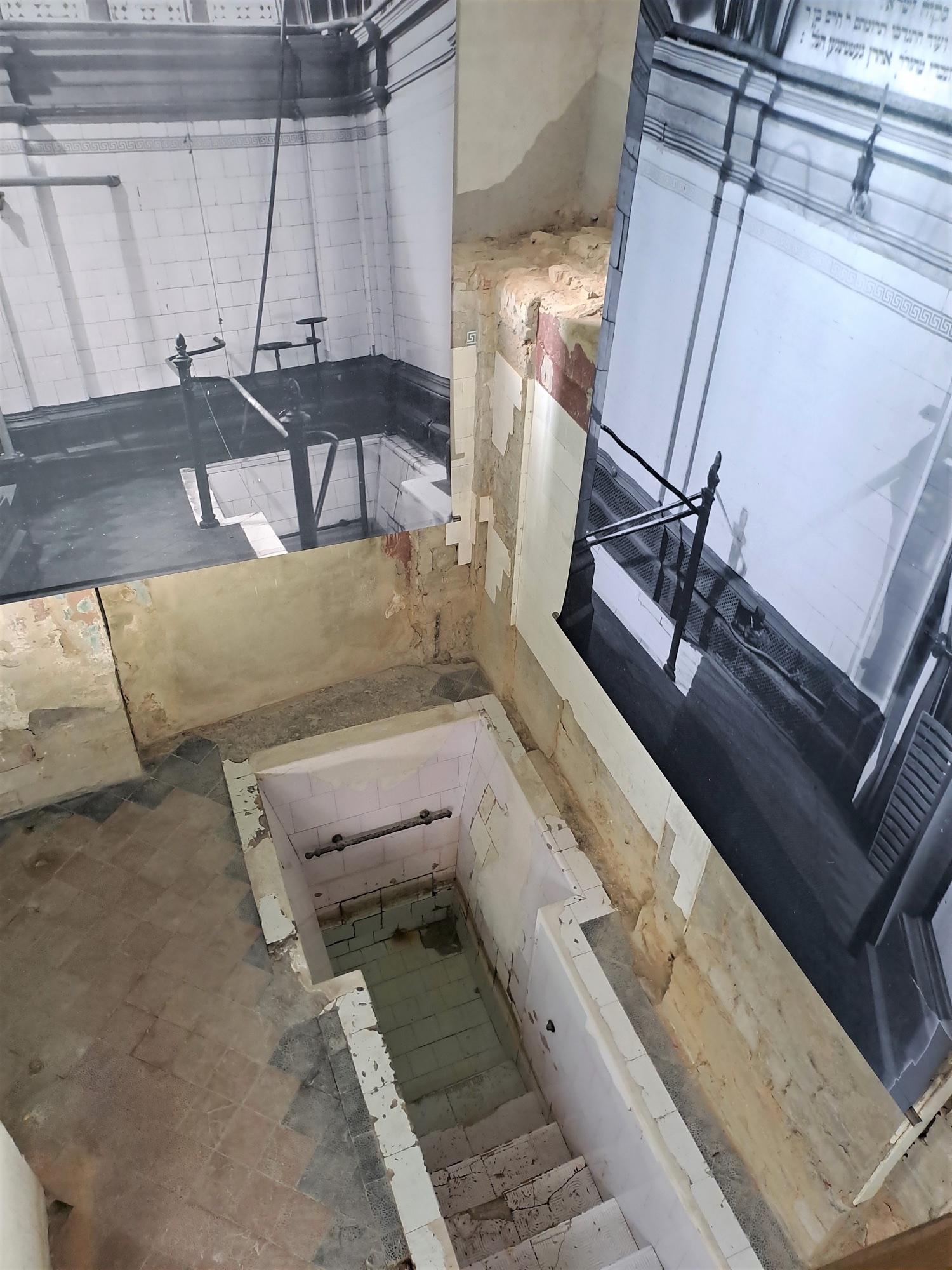 Stone-lined ritual bath inside the mikveh house at Judenstrasse 26 in Halberstadt