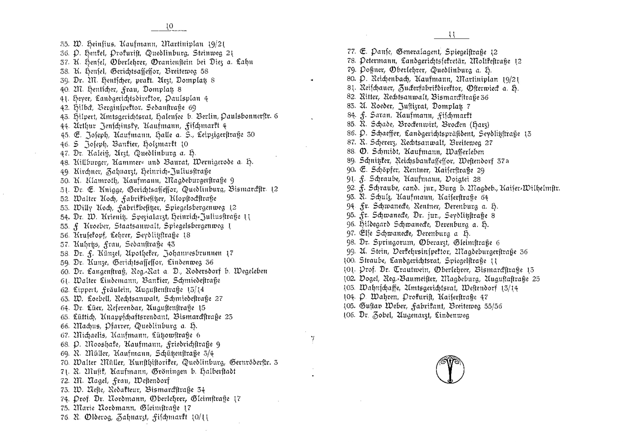 Two-page 1912 Halberstadt Alpine Club membership roll listing P. Reichenbach at Martiniplan 19/21