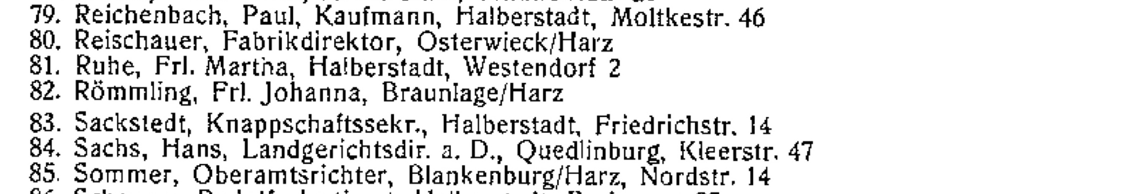 Printed membership roll showing Paul Reichenbach, merchant, Halberstadt, Moltkestraße 46