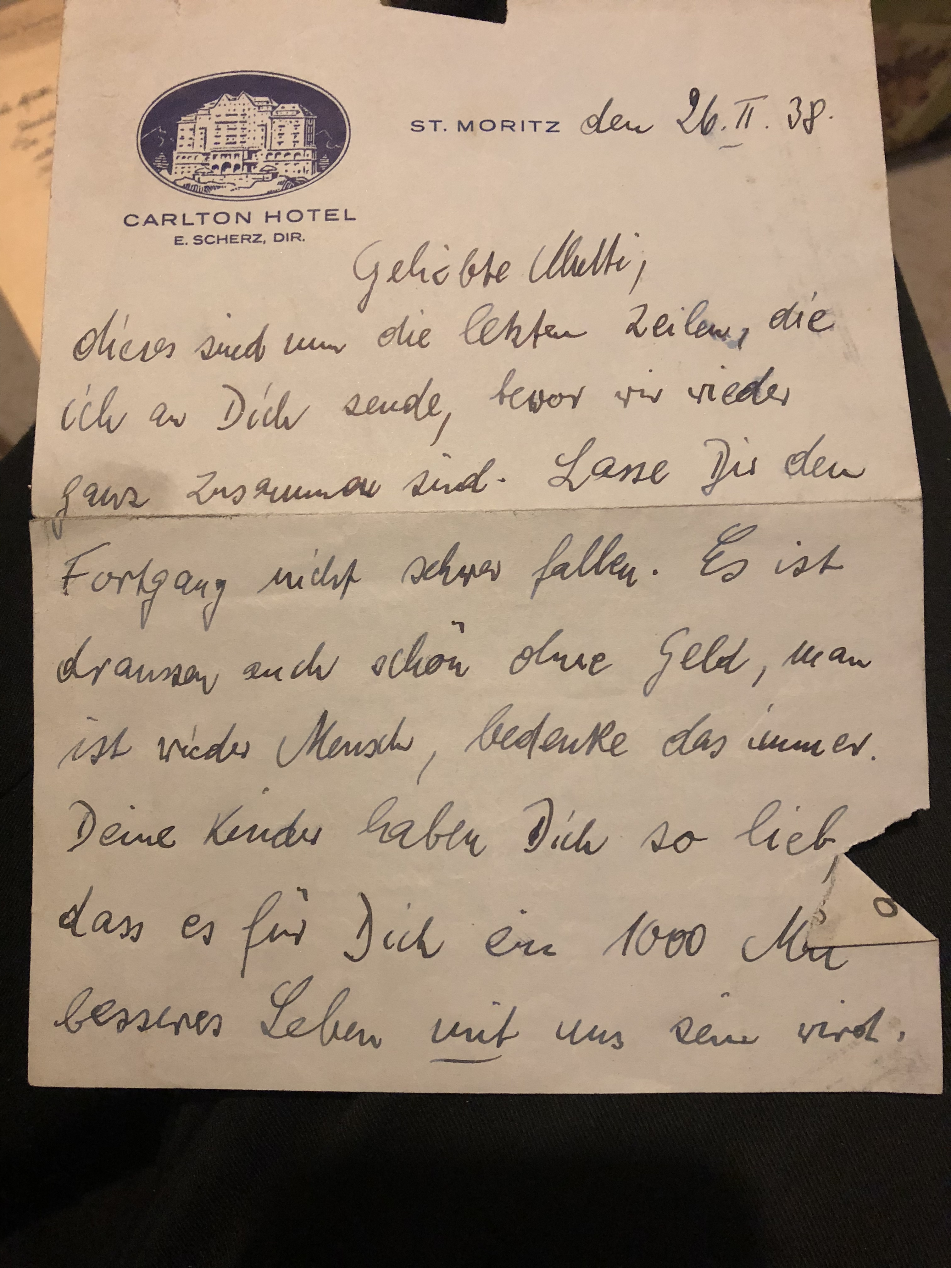 Direct photograph of the first handwritten sheet of Dolf Reichenbach’s letter