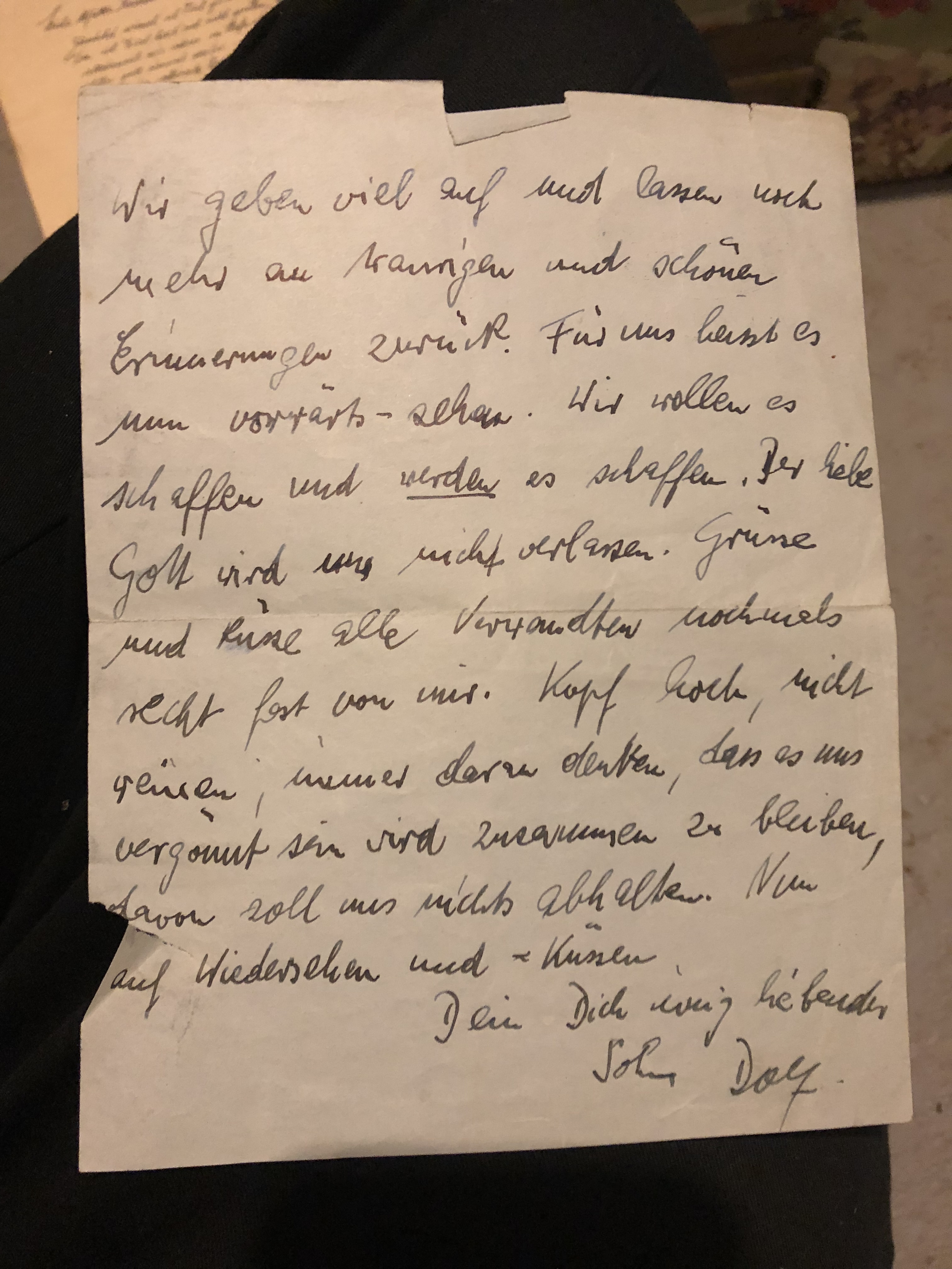 Direct photograph of the second handwritten sheet of Dolf Reichenbach’s letter