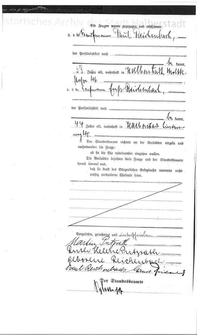 Ruth’s marriage record — second view, supplied by the Halberstadt archive and prepared in correct reading orientation