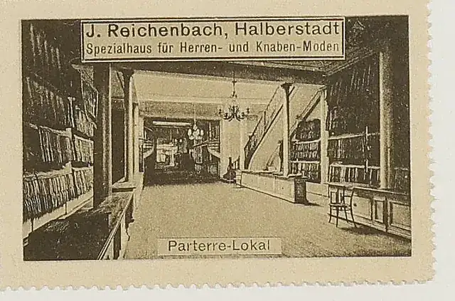Original institutional scan crop of the J. Reichenbach advertising stamp captioned Parterre-Lokal — second view