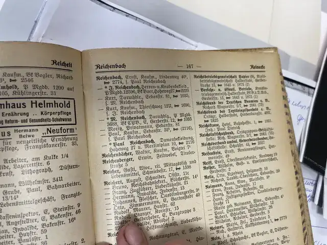 Historic Halberstadt address directory shown upright and open to the alphabetical entries under Reichenbach