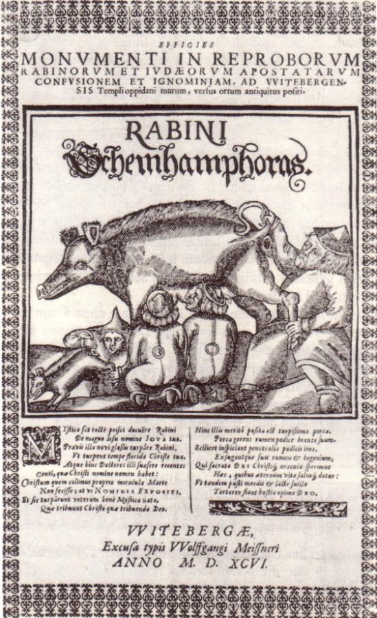 Figure 13. Figure 13. The Wittenberg Judensau, on a single-sheet print of 1596 (Wittenberg: Wolfgang Meissner). The relief itself, ...
